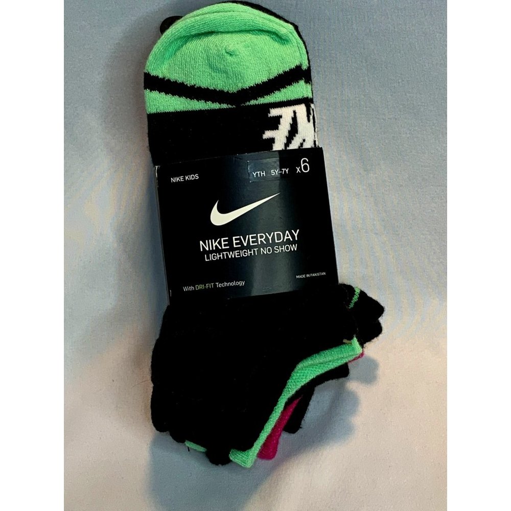 Nike Youth Everyday Lightweight No Show Socks Size 5Y-7Y * 6 pk